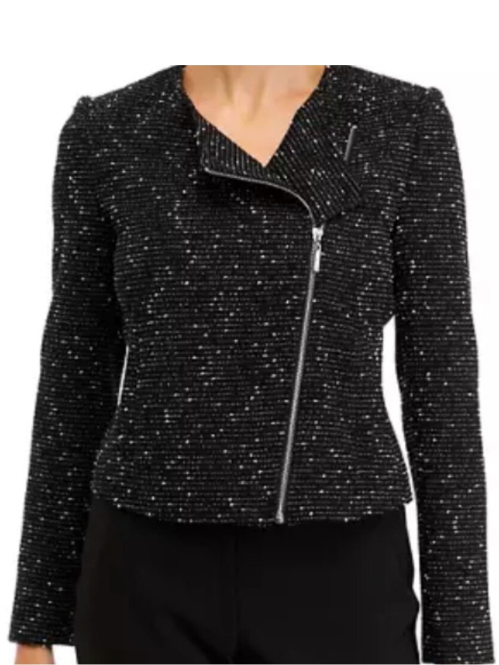 DKNY Black Asymmetrical Zip Jacket